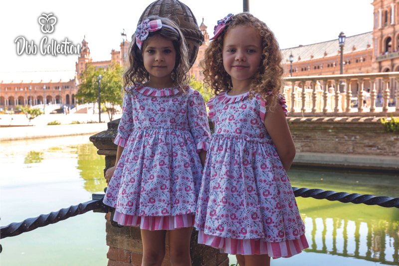Vestido de vestir con estampado floral en tonos rosa, para niña Colección Dbb Collection - Imagen 2