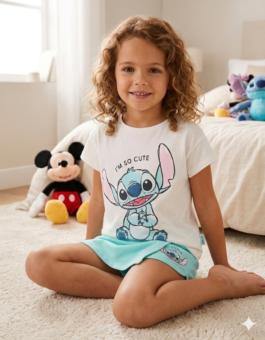 Conjunto de Camiseta y Falda-Pantalón Stitch