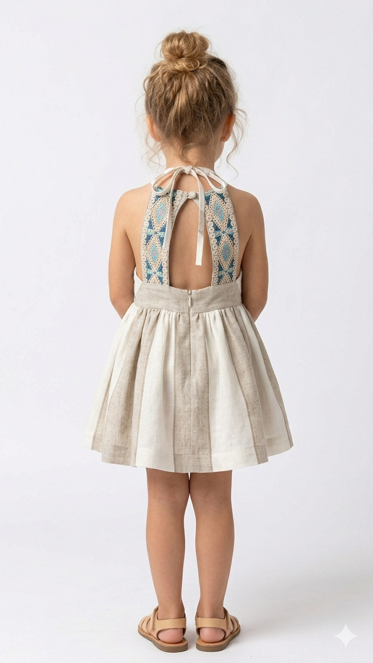 Vestido Ceremonia sin manga con bordado geométrico estilo bohemio de Nekenia